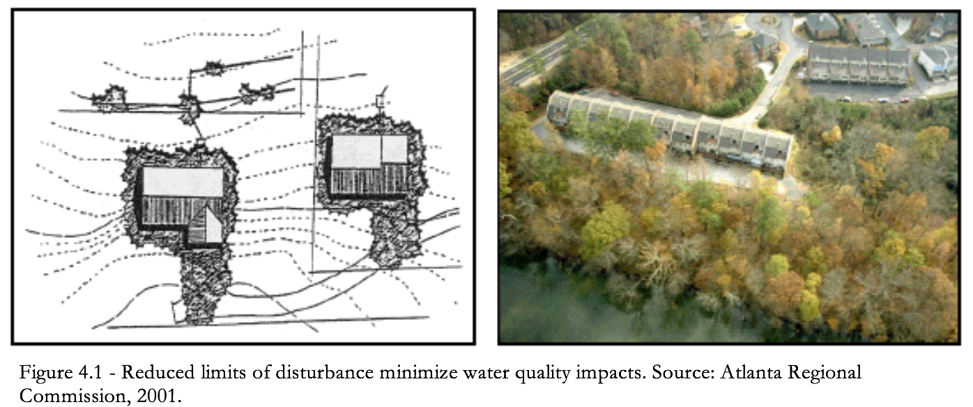 Figure 4.1 Reduced limits of disturbance minimize water quality impacts.