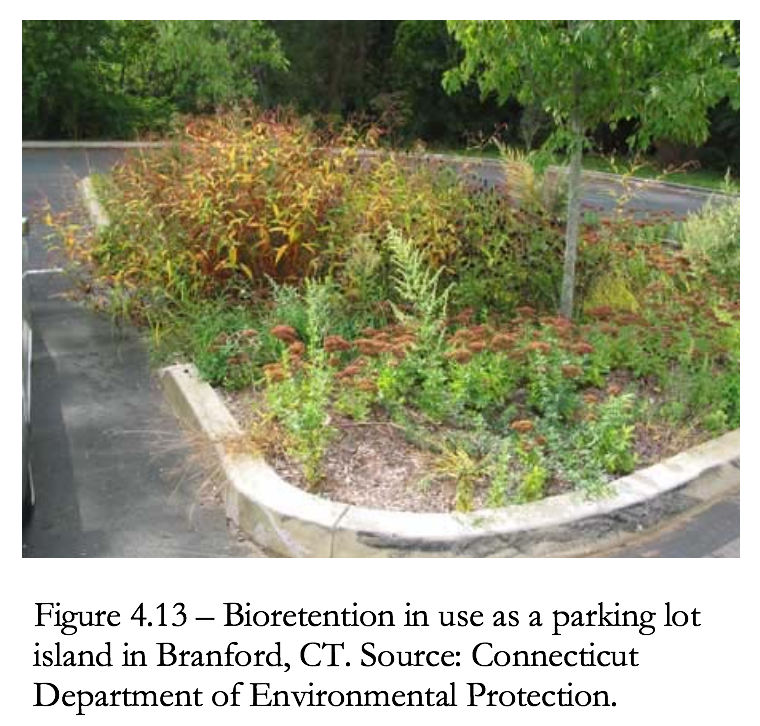 Figure 4.13 Bioretention in use in a parking lot in Branford, CT